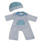 Jc Toys | Berenguer Boutique | La Baby Doll Outfit | 2 Piece Blue Striped Onesie|Washable| Ages 2+ | Fits Dolls 14'- 18'