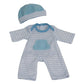 Jc Toys | Berenguer Boutique | La Baby Doll Outfit | 2 Piece Blue Striped Onesie|Washable| Ages 2+ | Fits Dolls 14'- 18'
