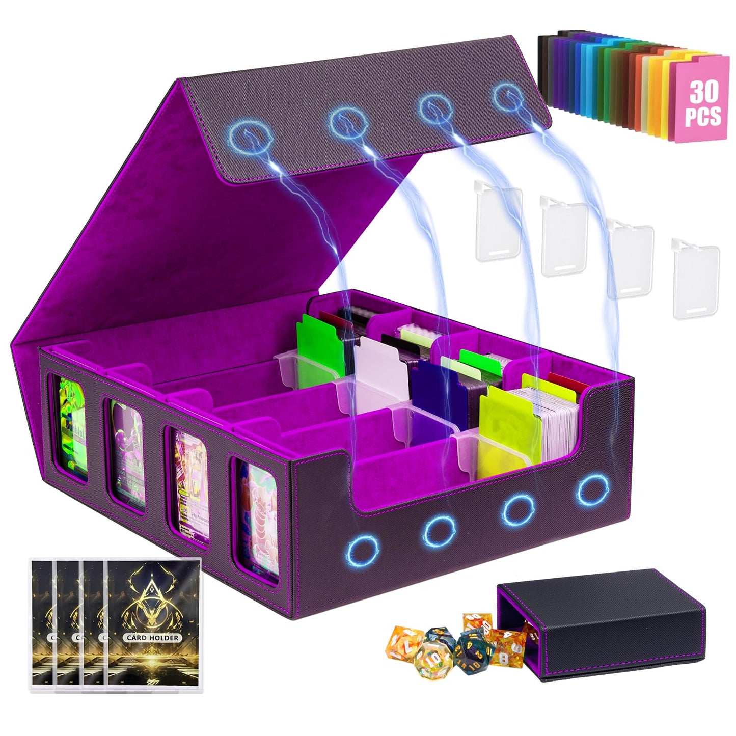 Tiff-K 3200+ Mtg Commander Deck Box,Tcg Deck Box Trading Card Storage Box With Window Dice Tray, Mtg Deck Box Storage Organizer