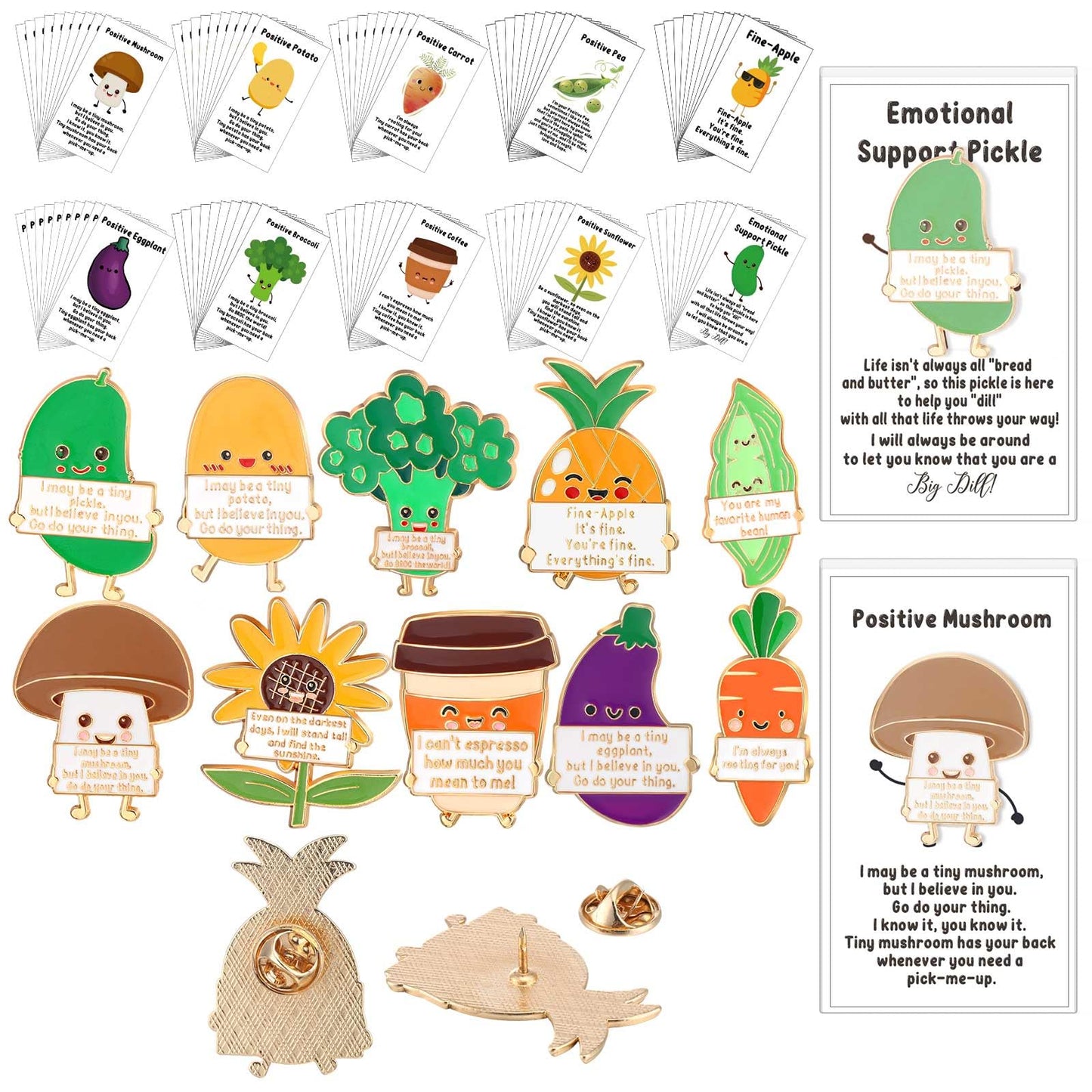 Ferreve 40 Set Back To School Gifts Pins Positive Enamel Pins Inspirational Affirmation Cards With Opp Bag Motivational Cartoon