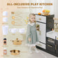 Wooden Play Kitchen Set for Kids - Interactive Pretend Toddler Kitchen Playset with 12 Kitchen Toy Accessories, Perfect for Ages