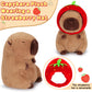 Achwishap Capybara Plush,Cute Plushies Capybara Stuffed Animal,Capybara Plush Toys,Kawaii Plush Stuffed Toy With Strawberry Hat