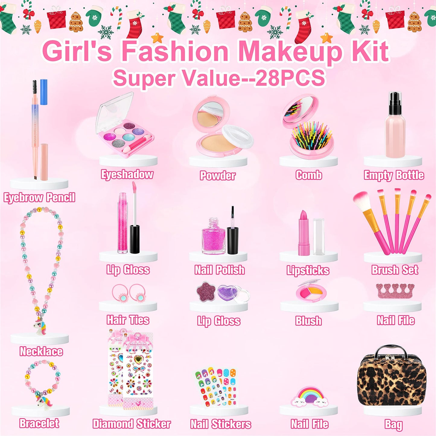 Kids Makeup Kit For Girls Toys, Make Up Sets For Girl, Toddlers Washable Makeup Kit For Girl, Make Up For Kids Girls, Birthday C
