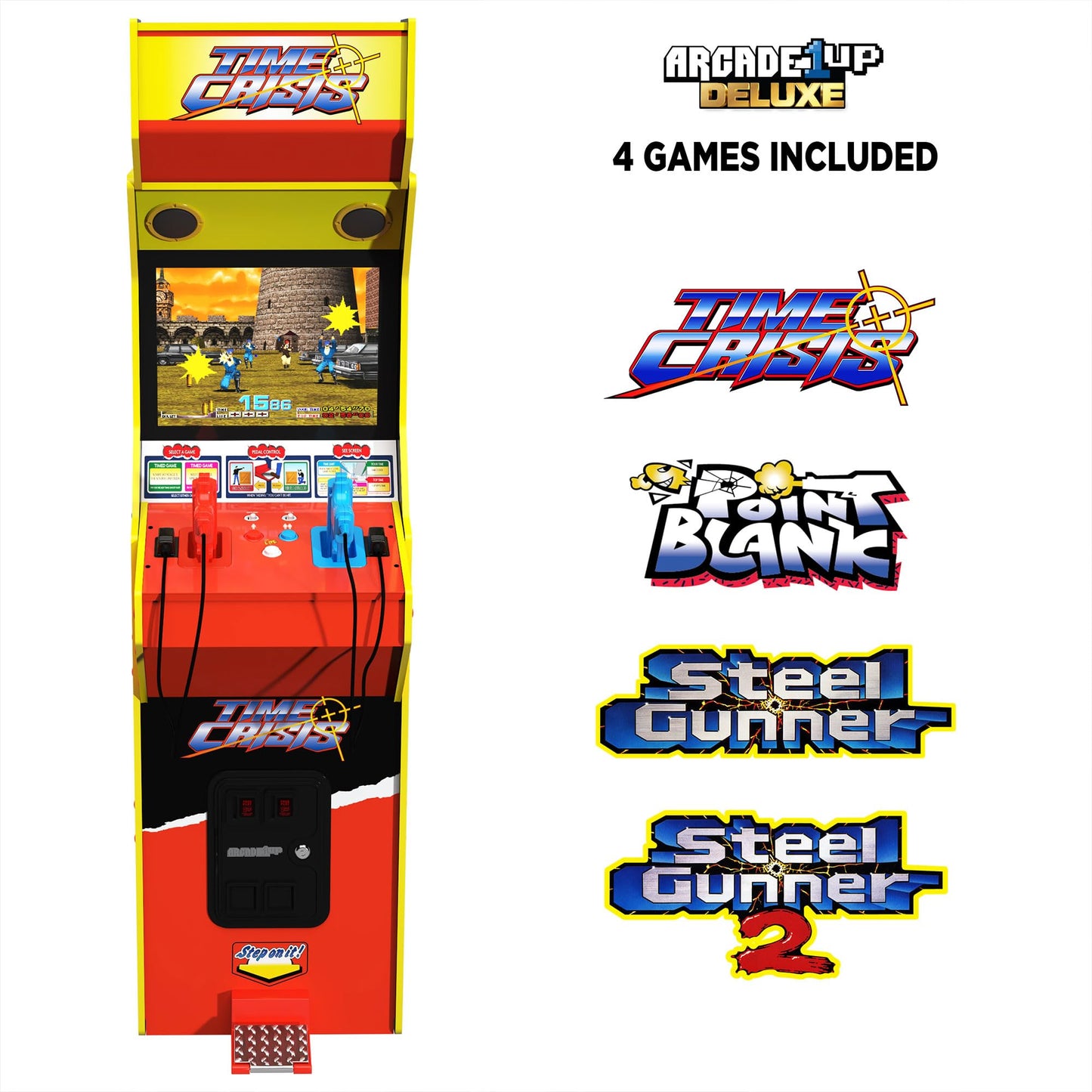 Arcade1Up 17'' Time Crisis Arcade Game Machine, Lcd Screen Multiplayer W/ Stand Up Cabinet