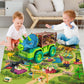 Jukudahu Dinosaur Truck Toy For Kids 3-5 Years - Dinosaur Toys For Kids 3-5 Triceratops Transport Car Carrier Truck Toy 8 Dino F
