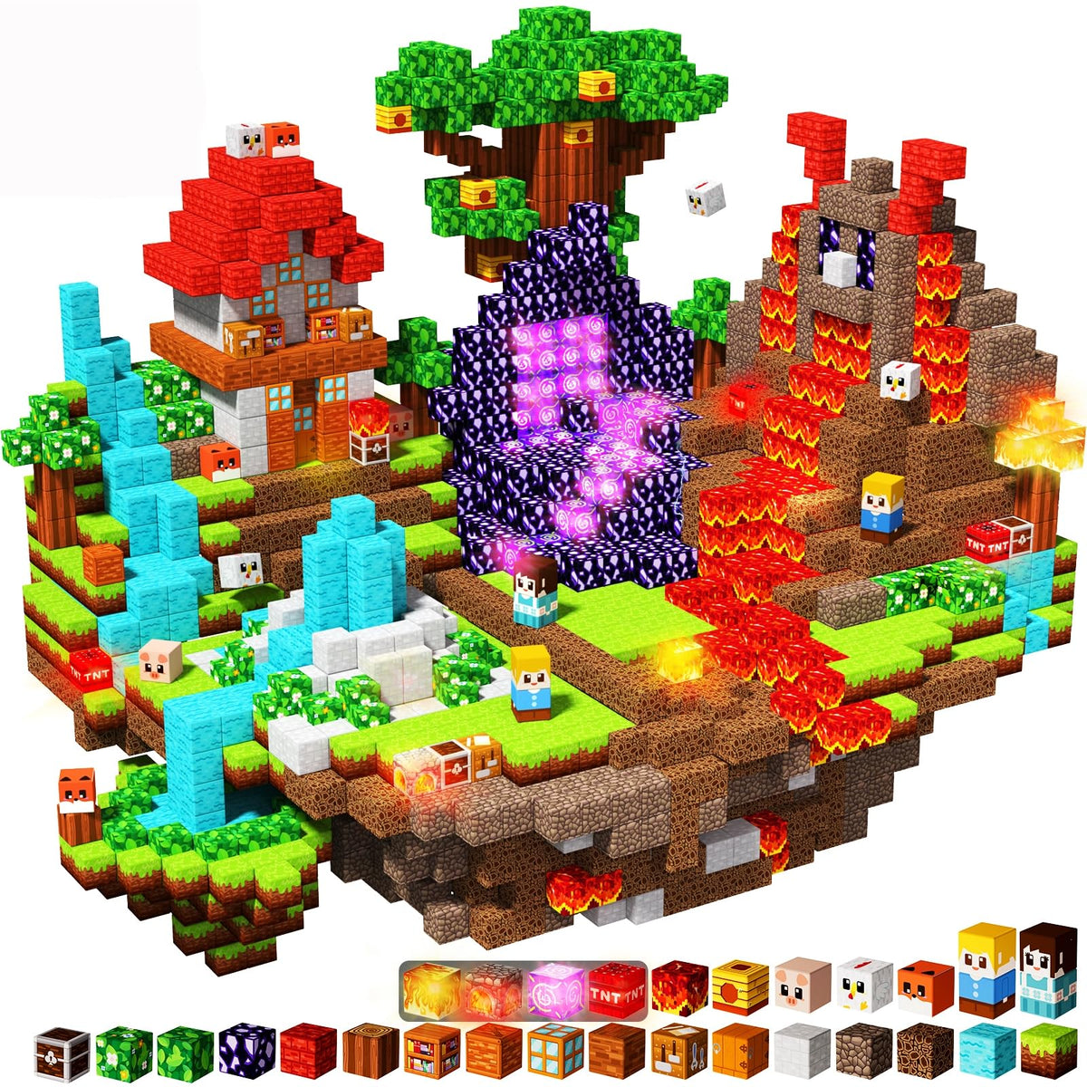 Magnetic Blocks with Light up Blocks 150PCS Magnetic Blocks for Kids Ages 4 5 6 7 8 9 10, Magnetic Building Blocks for Kids Lig