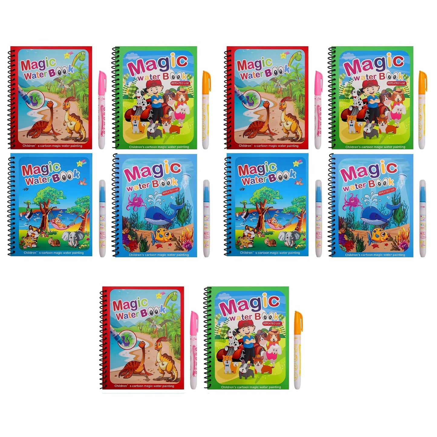 Crackles Reusable Magic Water Quick Dry Book Water Coloring Book Doodle with Magic Pen Painting Board for Children Education Dra