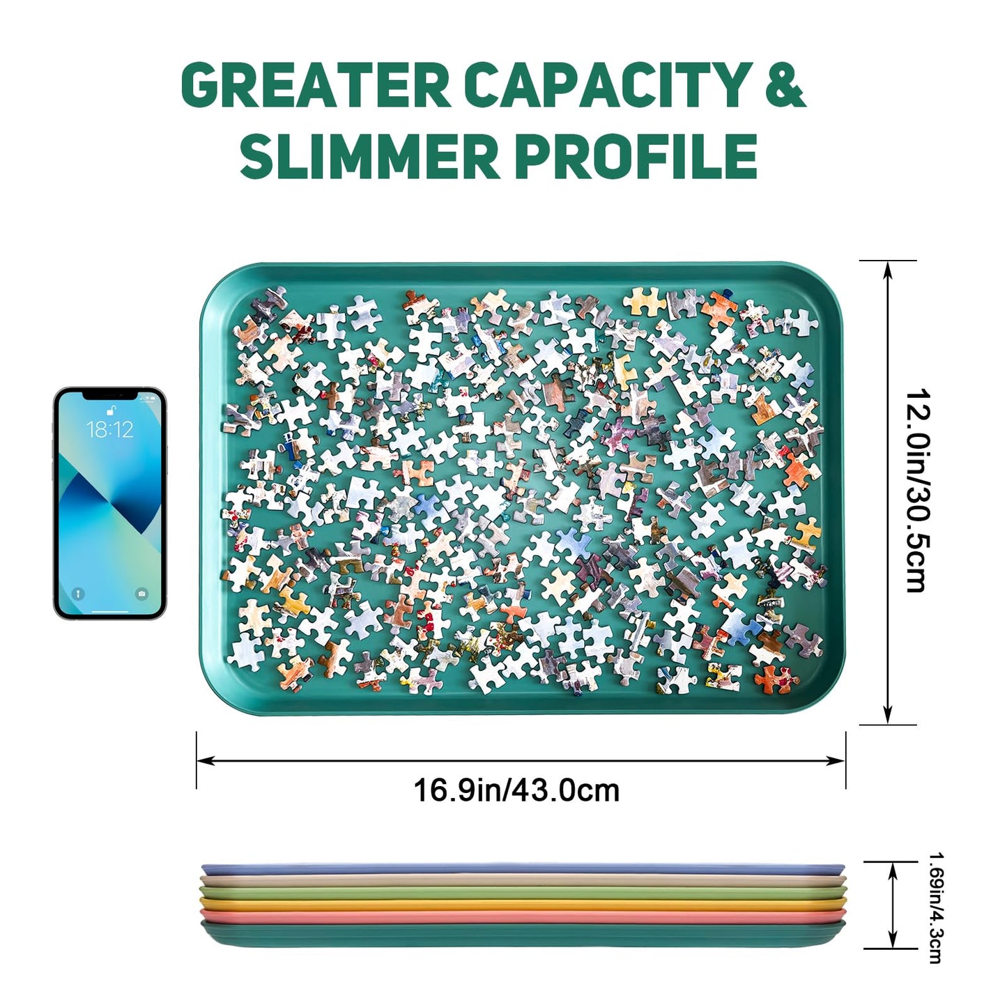 Nariolar Extra-Large Puzzle Sorting Trays, 6 Pack, Stackable, 16.9 x 12, for 2000/3000/5000 Puzzle Pieces