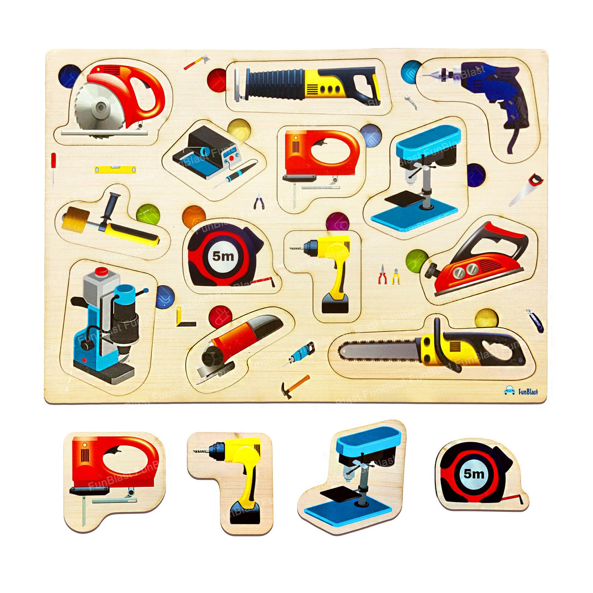 FunBlast Tool Set Board for Kid, Wooden Board Colorful Learning Educational Toy for Kids, Wooden Puzzle Learning Educational Toy