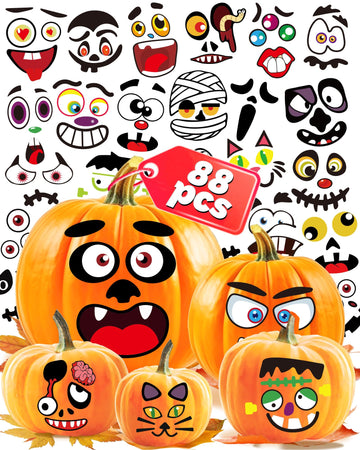 Benresive Party Favors For Kids 3-5 4-8, Face Stickers For Kids, Crafts Activities For Toddlers 1-3 2-4 3-5, Make Your Own Face Stickers For Toddlers 2-4 Years, Party Games For Kids - Pumpkin