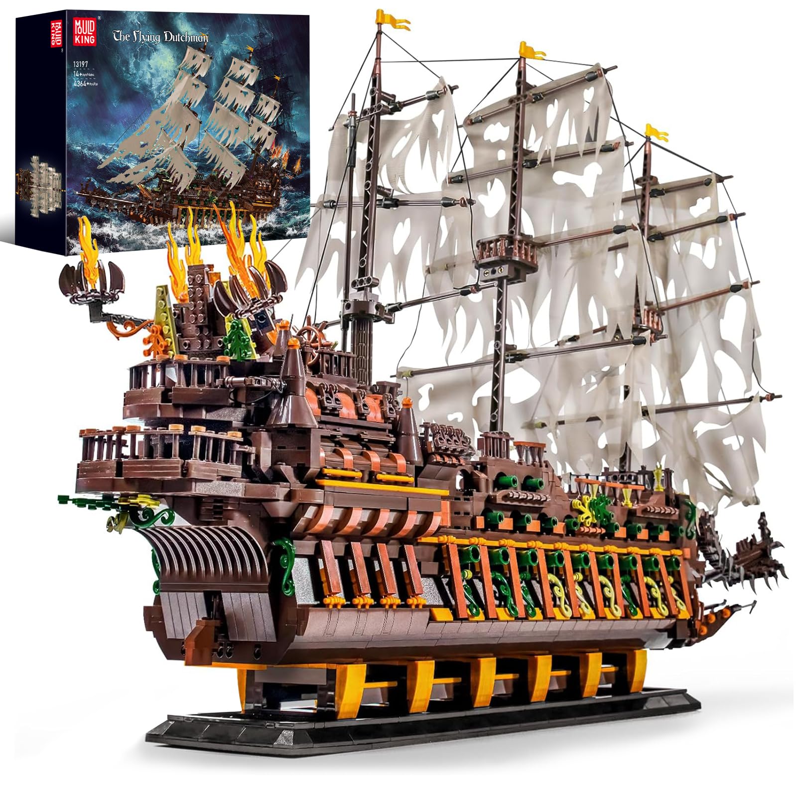 Mould King Large Pirates Ship Model Building Blocks Kits  MOC Dutchman Building Block Pirate Ship Construction Set to Build  Toys Gift for Kids Age 8+/mature-themed Collections Enthusiasts (4364+Pieces)