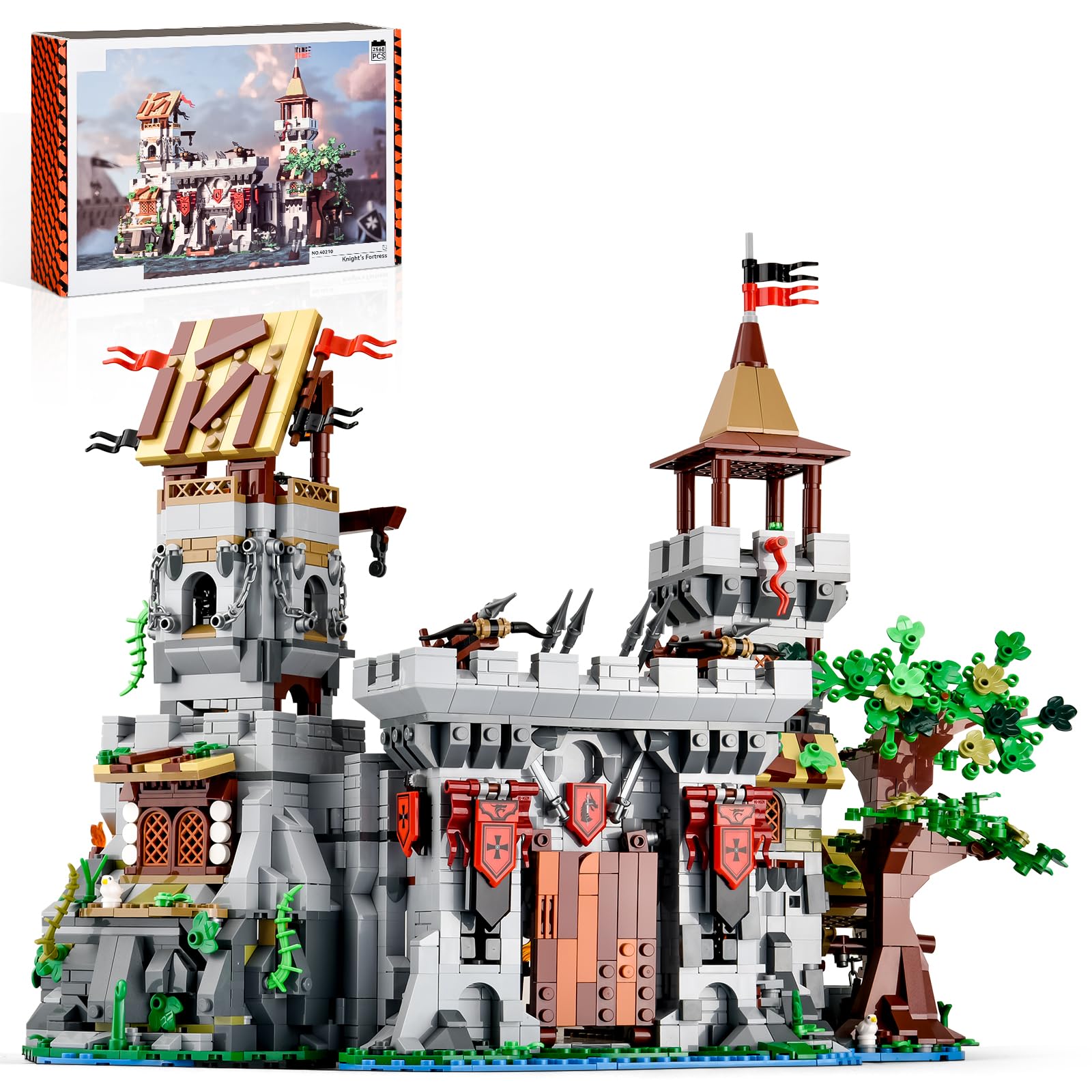 BNG Medieval Castle Building Set for mature-themed 2 in 1 Knights Castle Building Blocks House Architecture Collection Toy Home Office Decor and Creative Gift for Teen 14+(2568PCS)
