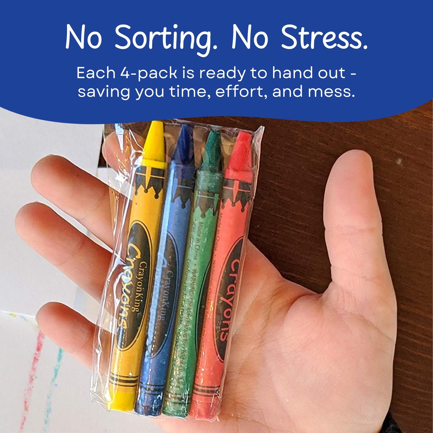 CrayonKing Bulk Crayons - 100 Non-Toxic Crayon Sets (25 Packs of 4) - Assorted Colors, Individually Wrapped for Parties & Classrooms