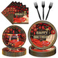 EngoEagle 96PCS Hibachi Plates and Napkins Party Supplies Hibachi Japanese Birthday Party Decorations Asian Japanese Style Theme
