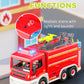 Coroiesty Large Fire Truck Toy - 14.57"x8.27"x5.51", Plastic, Lights & Siren Sounds, DIY Rescue Vehicle for Kids 3-8 Years Old