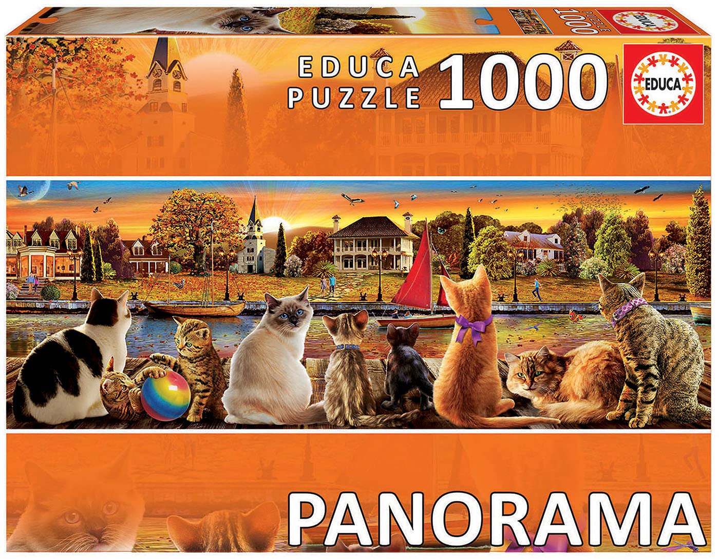 Educa Borrás 18001 Serie Educa Borras Cats On The Quay 1000 Piece Panorama Jigsaw Puzzle, Multi, Piezas