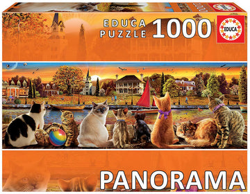 Educa Borrás 18001 Serie Educa Borras Cats On The Quay 1000 Piece Panorama Jigsaw Puzzle, Multi, Piezas