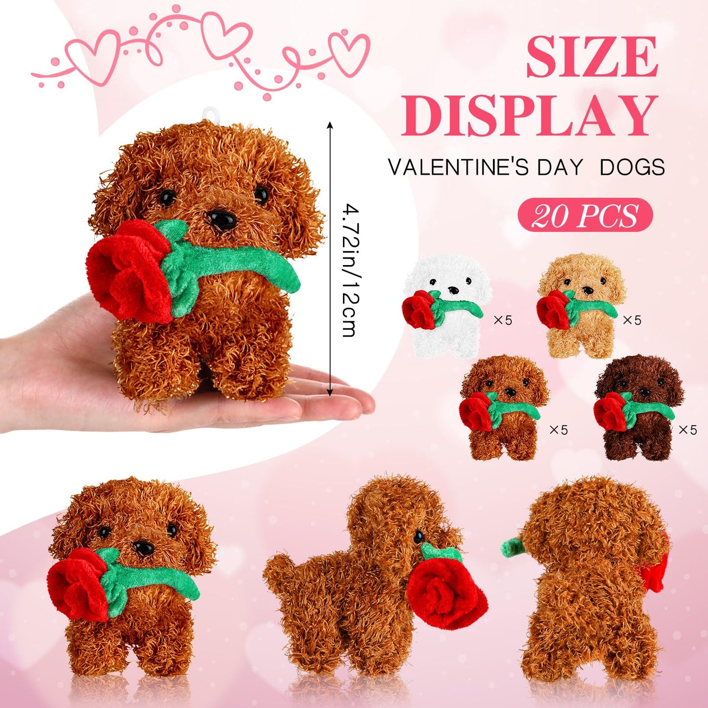 Liliful 20 Pcs Valentine'S Day Plush Gift Animals Small Stuffed Plush Animals Bulk For Birthday Valentine Party Favors(Classic C
