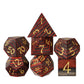 HDdais Wood DND Dice Set Red Orange Striped Handmade Wood Dice Set for Dungeons and Dragons Role Playing Games