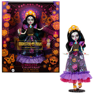 Monster High Skelita Calaveras Doll - Dia De Muertos Collectible, Multi Color, Plastic, Model HNF96