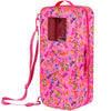 ZITA ELEMENT 18 Inch Doll Travel Carrier Case - Pink Nylon Crossbody Bag with Multi-Pockets and Storage Closet for Doll Accessories