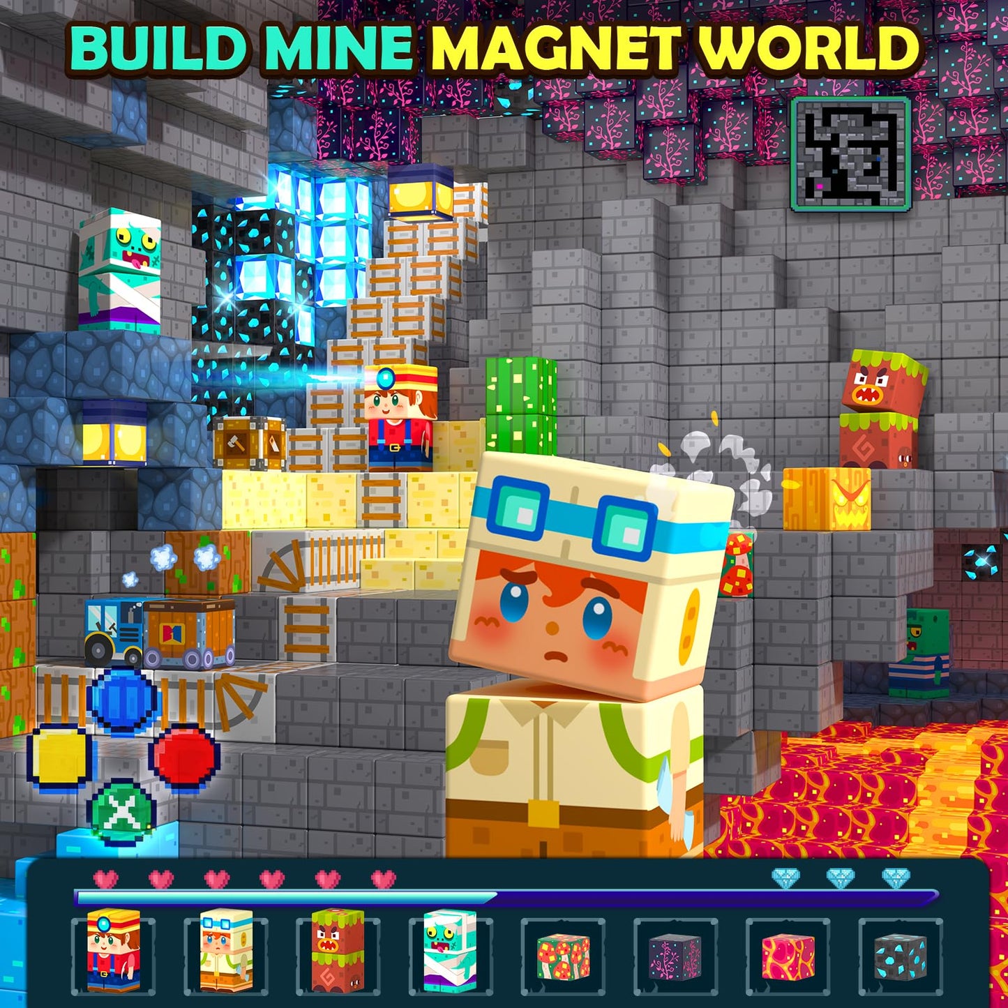 Soyee Magnetic Blocks 150 PCS Building Toys for Ages 4-8 9-12 3-5 Forest & Mine Theme Magnet Building Cubes STEM Sensory Toys fo