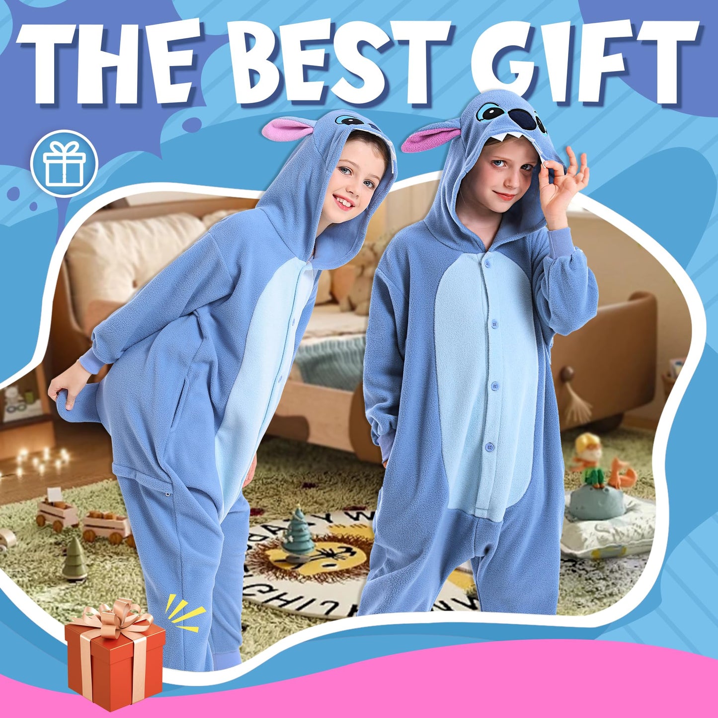 Canasour Kids Christmas Halloween Costumes Anime Cosplay Animal One Piece Onesie Pajamas 5T Girls Boys (5T, Blue)