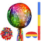 Aoriher Disco Party Piata 80s 90s Roller Skating Piata Mirror Disco Ball Piata Hip Hop Skate Party Piata Stick Mask Confetti for
