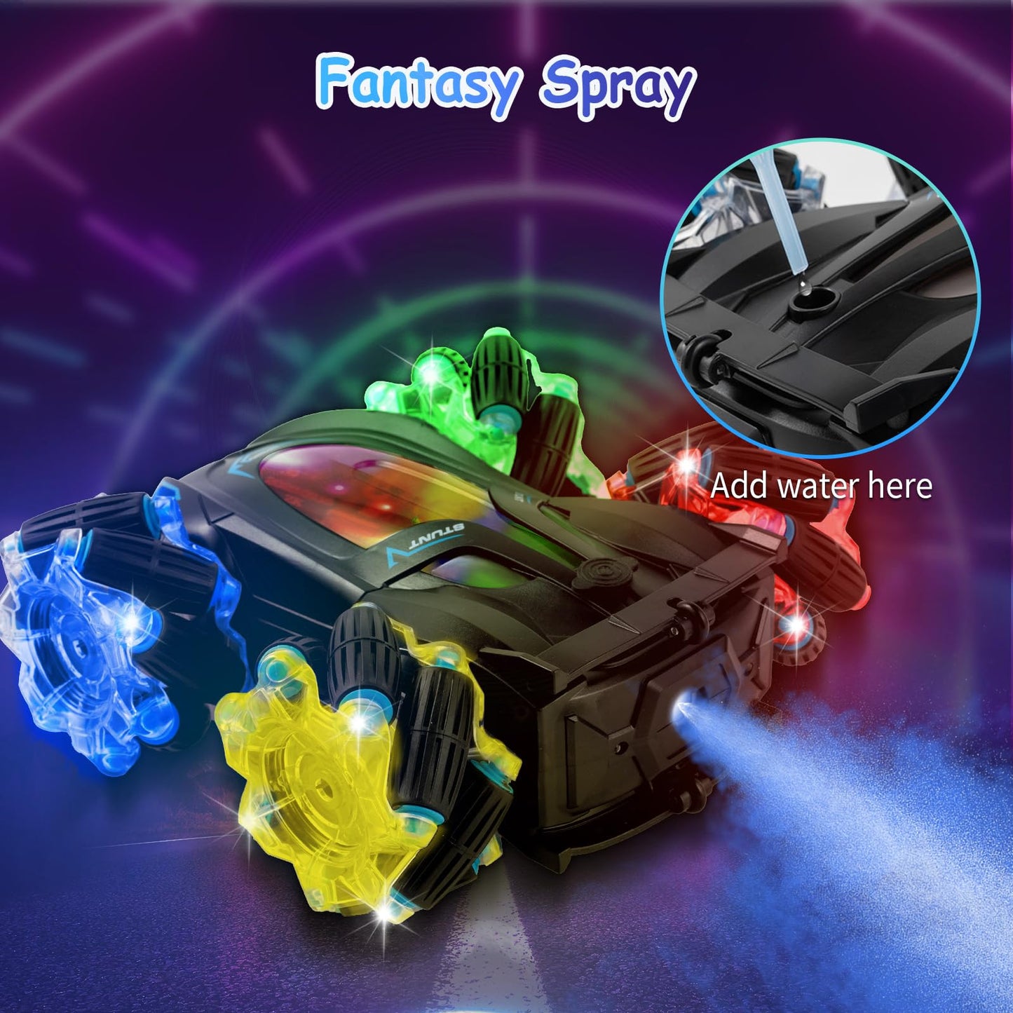 RC Cars Gesture Sensing Stunt Car, 360 Rotating Remote Control Car with Cool Light and Music, Spray Drift Hand Controlled Car, 2