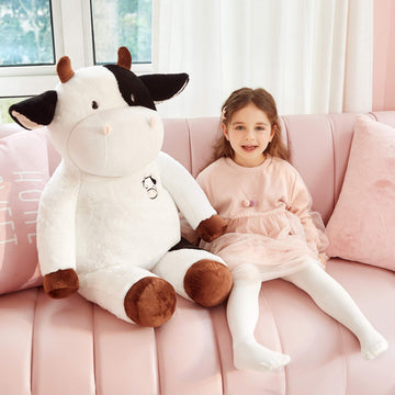 Ikasa Giant Cow Stuffed Animal, 30 Inches Big Plush Toy,Large Cute Jumbo Soft Toys,Huge Size Fluffy Plushy Fat Plushie,Gifts For Kids
