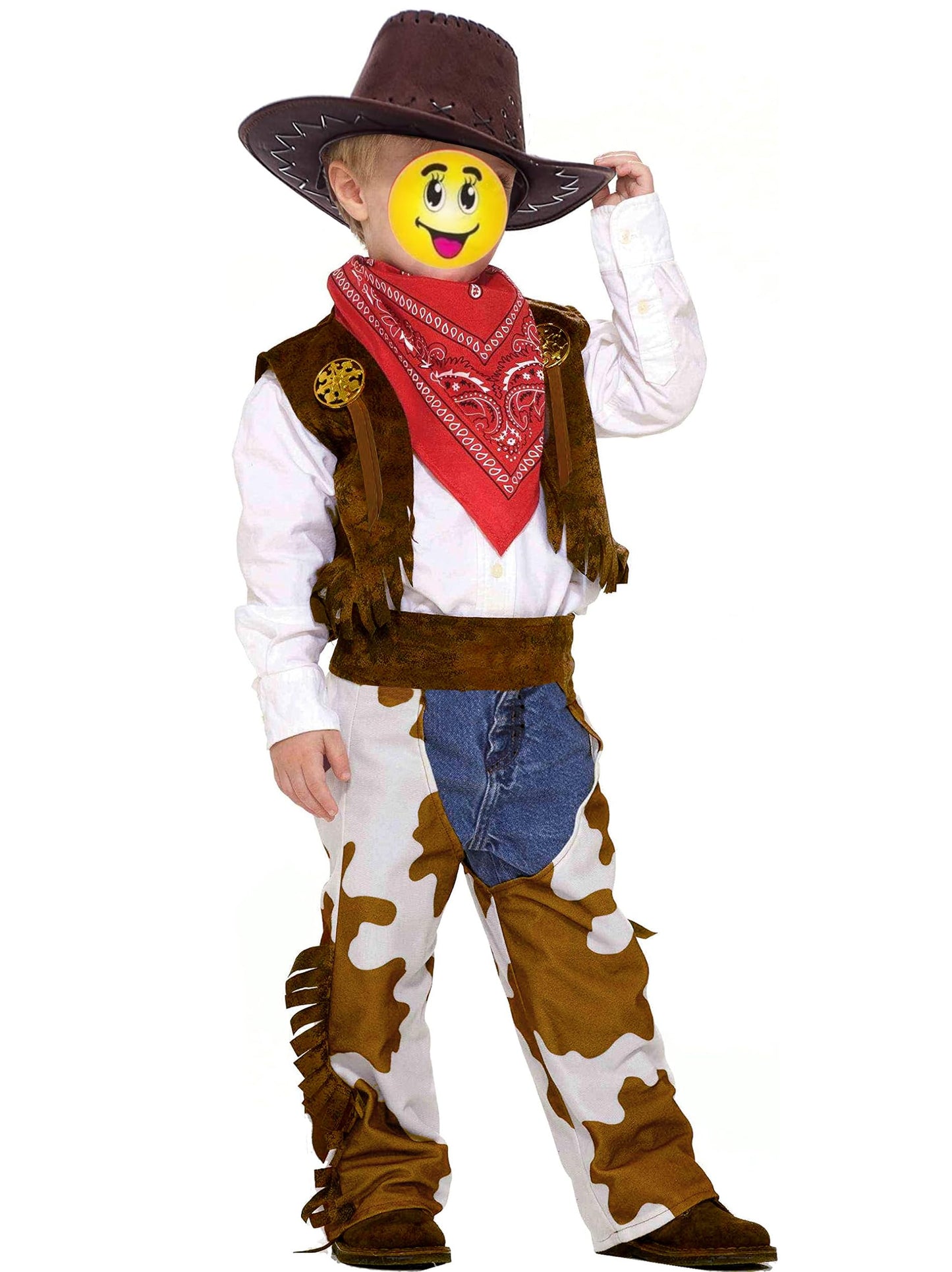 Gz-Laopaitou 8 Pcs Cowboy Costume For Boys, Kids Cowboy Outfit Brown Western Costume Toddler Role Play Halloween Cosplay