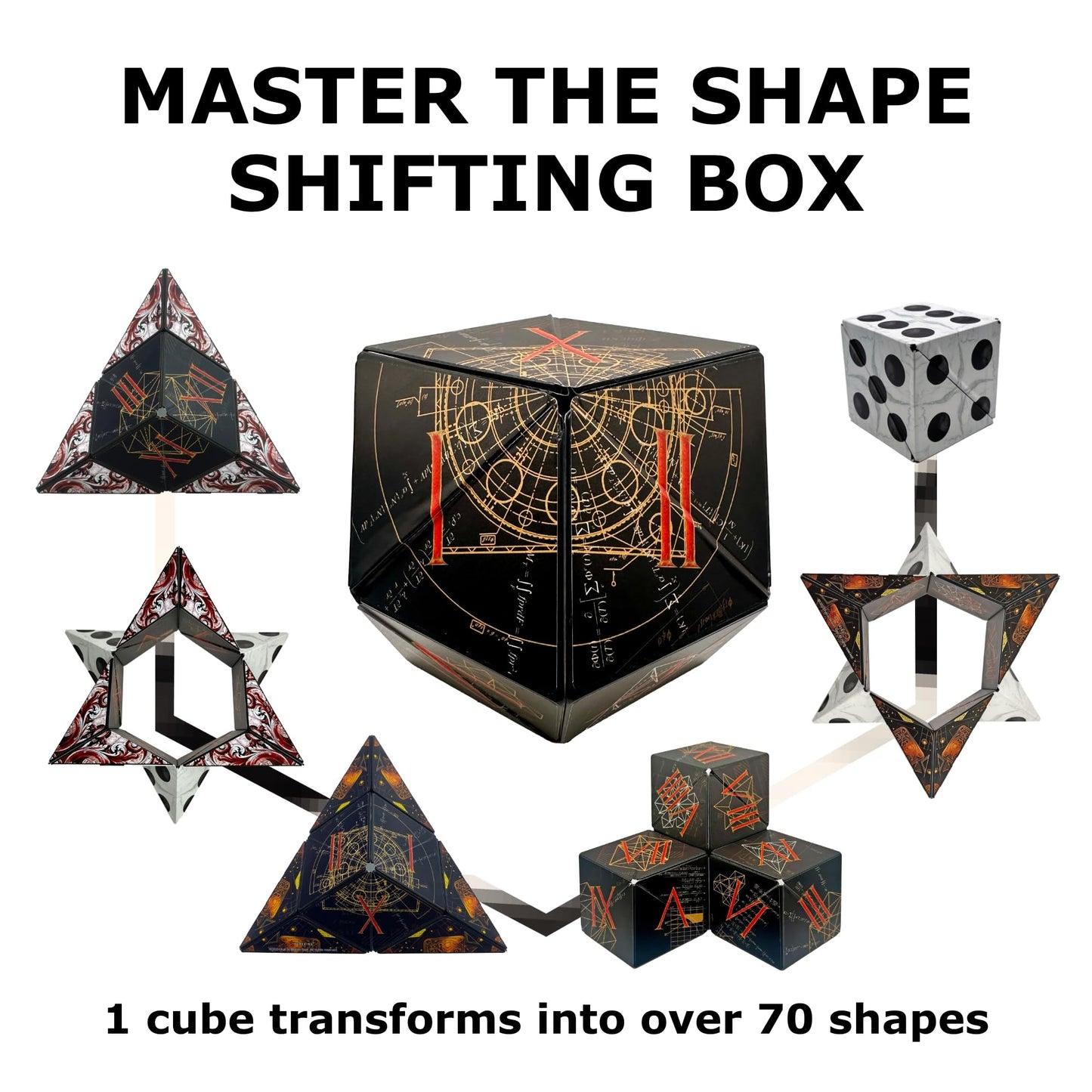 Shashibo Dice Paradise - Shape Shifting Box - Award-Winning, Patented Magnetic Puzzle Cube W/ 36 Rare Earth Magnets - Fidget Cube Transforms Into Over 70 Shapes (Renaissance)