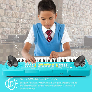 Bigfun Kid Keyboard Piano - 37 Keys Keyboard Piano Kids Multifunction Music Educational Instrument Toy Keyboard Piano For 3, 4, 5, 6, 7, 8 Girls And Boys (Blue)