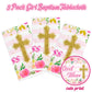 Bkeecten 3 Packs Pink Baby Girl Baptism Party Tablecloths Decorations Flower Theme Disposable Plastic Waterproof Rectangle God B