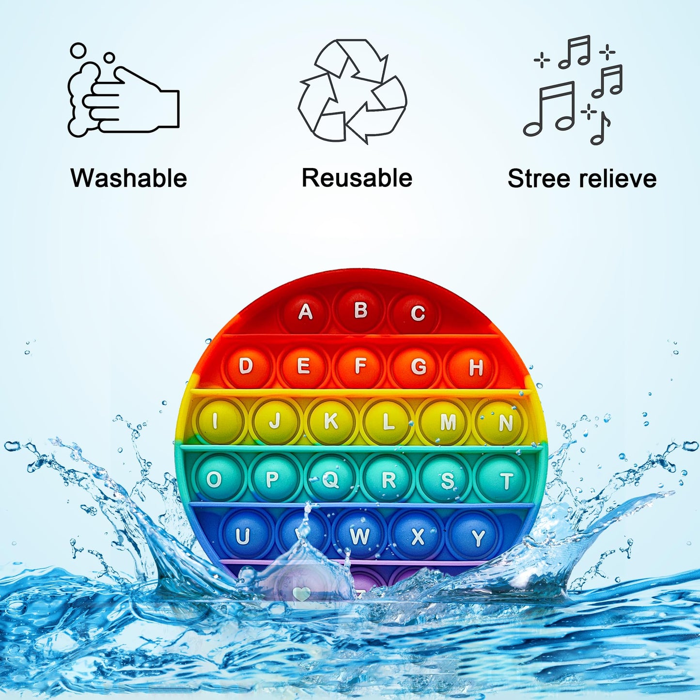 Proweber Alphabet Pop Fidget Toy Letters Abc Numbers Learning And Educational Toys Round Sensory Toys Popper Games Stress Relief Gifts For Kids 2 Packs Single Side(Uppercase And Lowercase Letters)