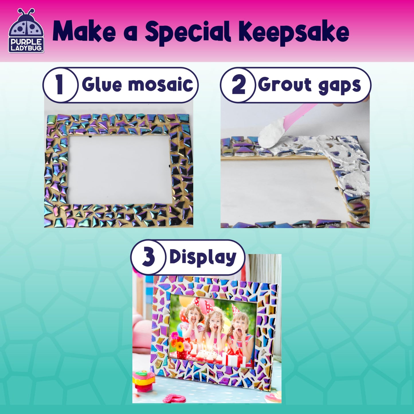 Purple Ladybug Decorate Your Own Picture Frame Craft Kit – Easter Craft For Kids Ages 8-12, Birthday Gift & Diy Mosaic Frame Craft For Girls Ages 6-8, Fun Arts & Crafts For 7-Year-Old Girls