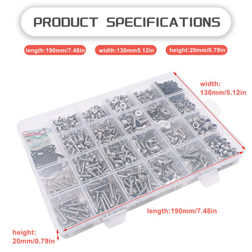 HOPLEX 1008PCS Universal RC Screw Kit Screws Assortment Set 304 Stainless Steel Hardware Fasteners for Traxxas Axial Redcat HPI