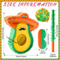 Avocado Piata Mini Sombrero Hats Mexican Fiesta Game Favors with Piata Stick Blindfold Confetti Set, 15.4 x 13 x 3 Inch