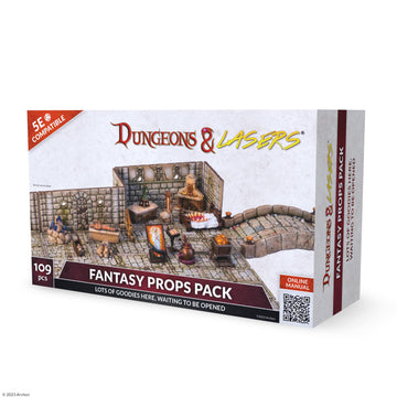 Dungeons & Lasers Fantasy Props Dnd Accessories Pack - 109 Piece Set Includes Miniature Elements And Bits For Tabletop Terrain A