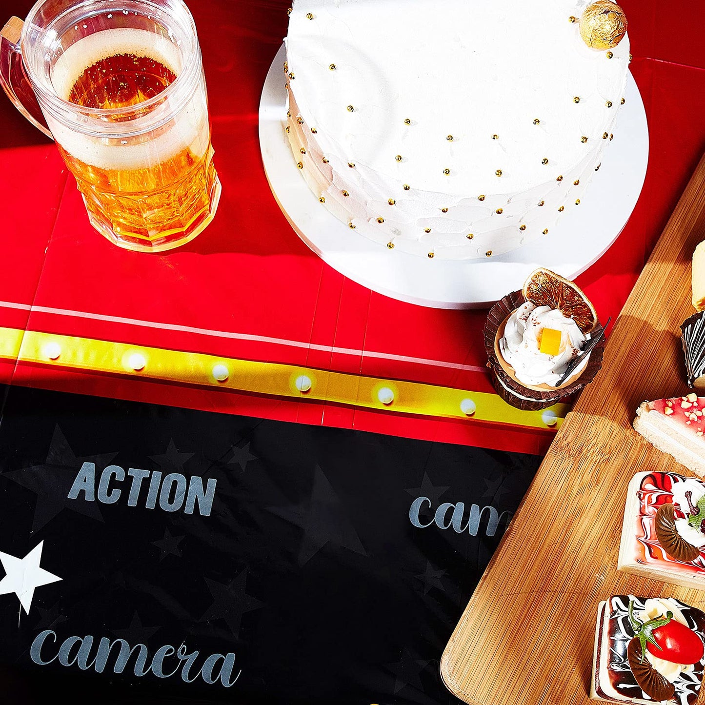 3 Pieces Movie Night Tablecloth Plastic Movie Theme Table Covers Movie Theater Table Cloth for Movie Night Party Supplies Movie