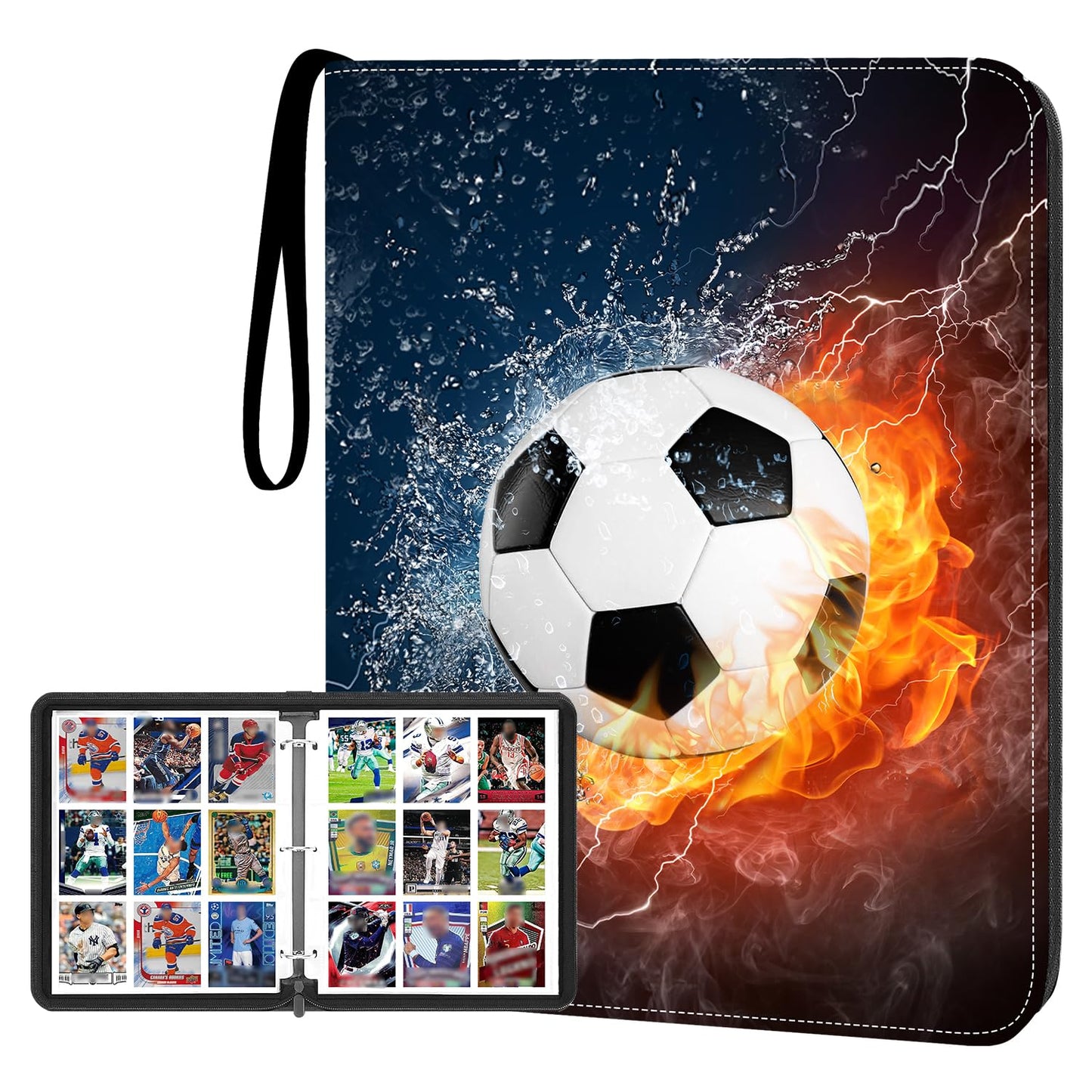 HESPLUS Trading Card Binder with Sleeve  900 Pockets Soccer Card Binder Sports Cards Storage Organizer for Football Baseball or Game Trading Cards with 50 Removable Sleeves Cards Collector Album