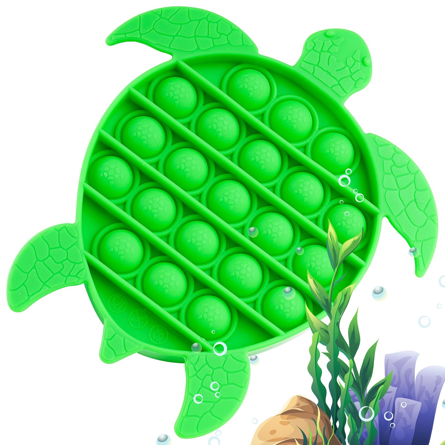 NiHealth Sea Turtle Fidget Toy - Silicone Sensory Popper Game for Kids & Adults, Green, Model NiHealth-0009