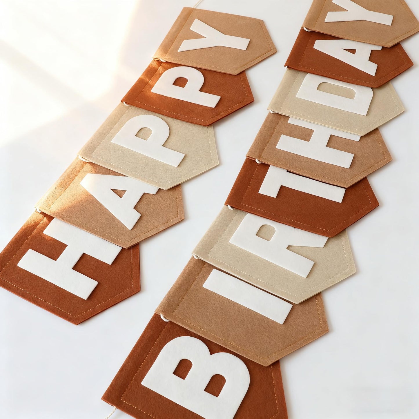 HODIHIWI Felt Boho Brown Happy Birthday Banner Decorations for Boys Men Pets Handmade Party Backdrop
