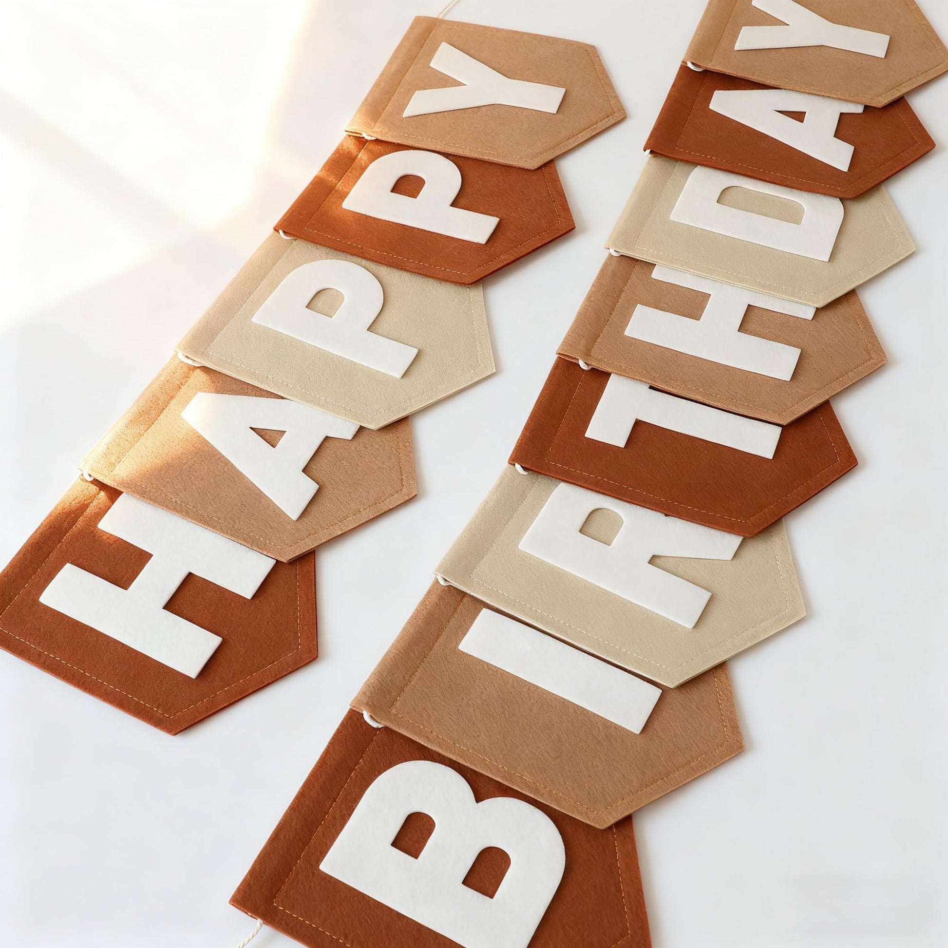 HODIHIWI Felt Boho Brown Happy Birthday Banner Decorations for Boys Men Pets Handmade Party Backdrop
