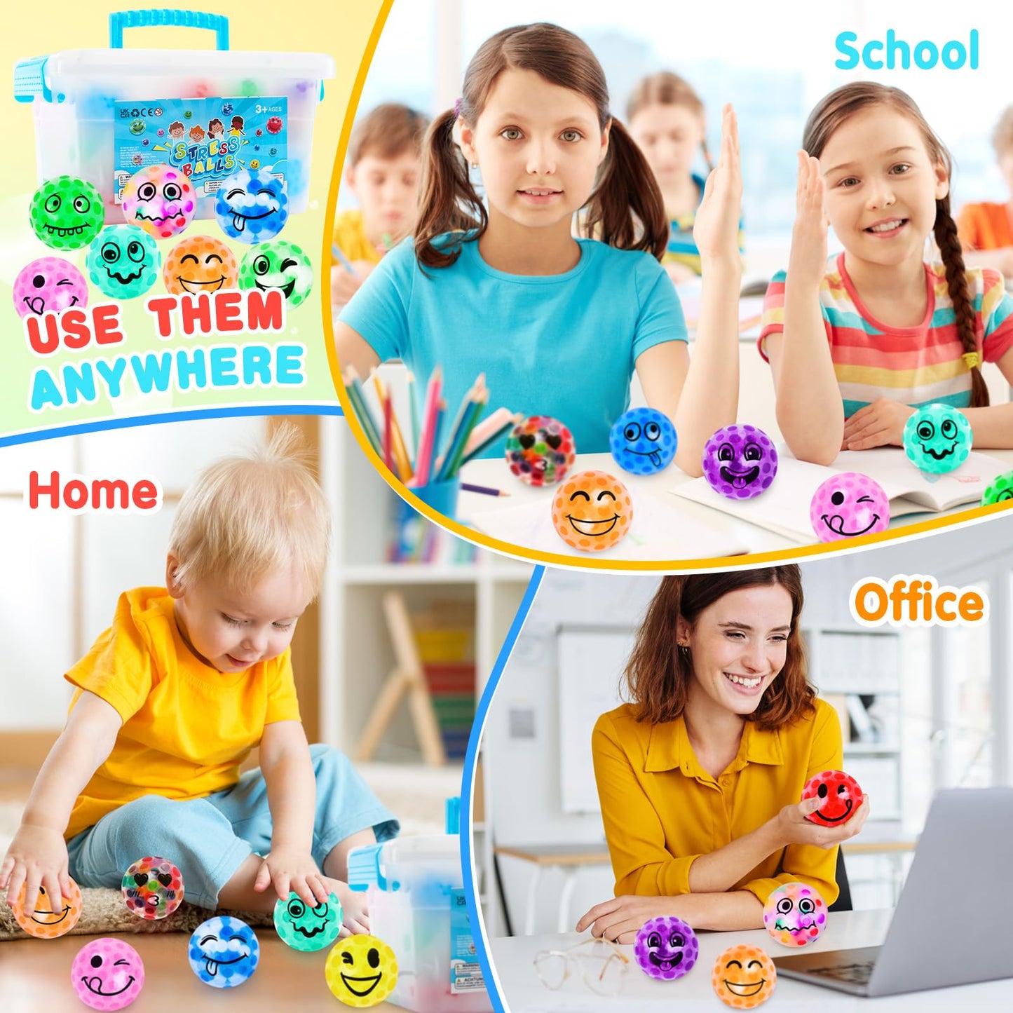 28 Pack Valentines Day Gifts For Kids, Valentines Day Cards For Kids School, Fidget Stress Balls Relief Toys Squeeze Balls For K