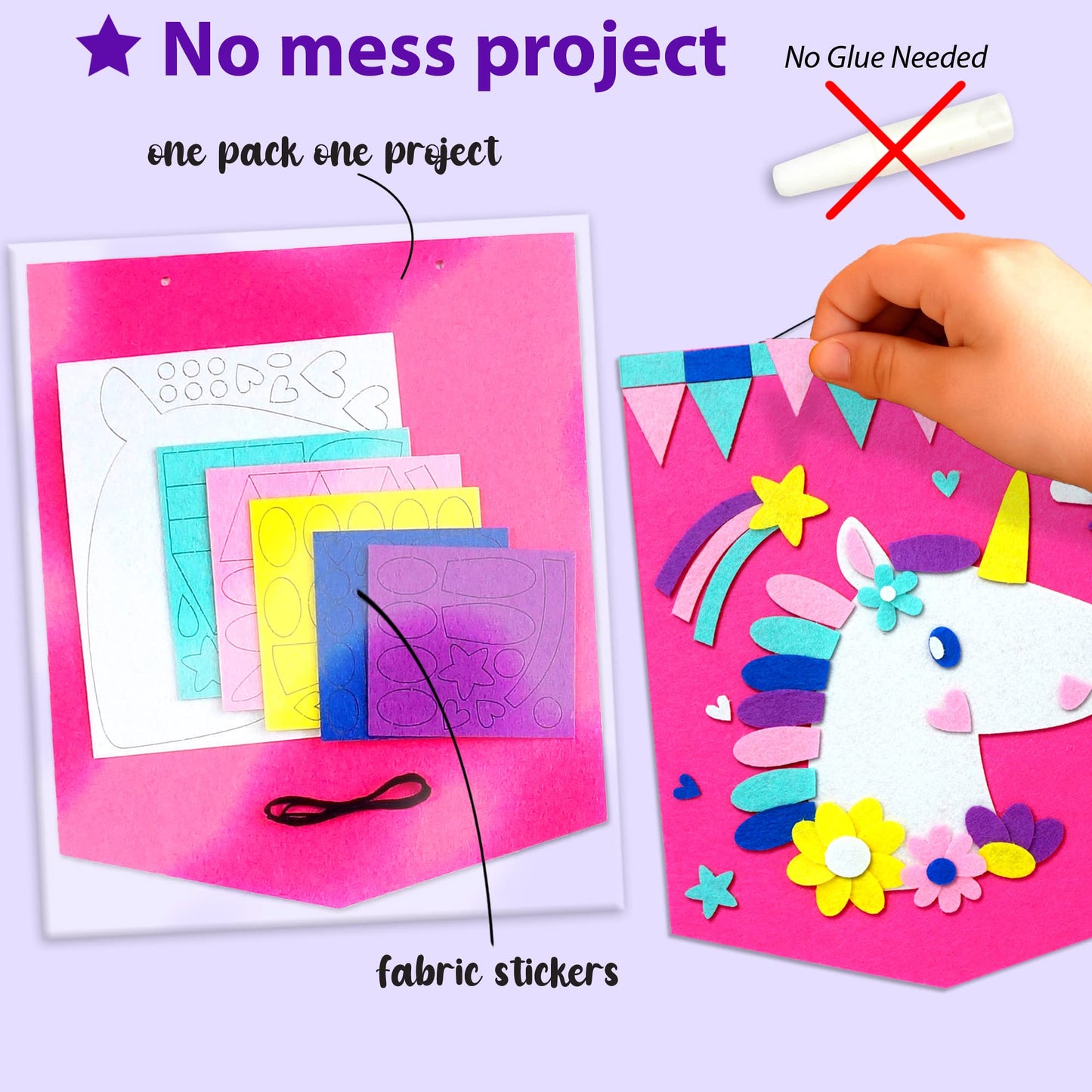 Krafun My First Beginner Felt Kit Unicorn Girl Animal Craft For Kids, Toddlers, Boys, Girls Age 3-6 Years Old, Include 6 Diy Handmade Arts And Crafts Projects, Activities Preschool Creative Toys