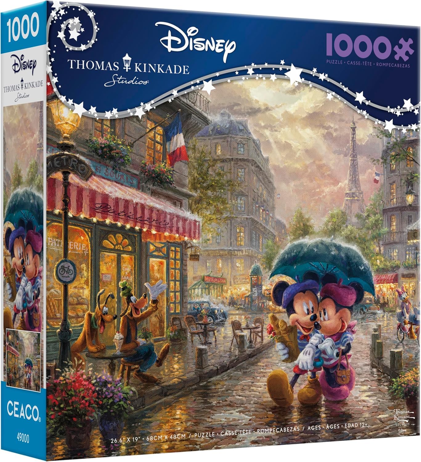Ceaco - Thomas Kinkade - Disney - Mickey & Minnie in Paris - 1000 Piece Jigsaw Puzzle -Like New