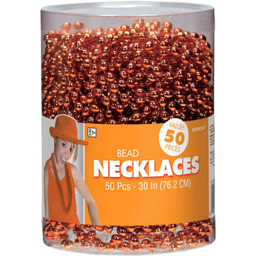 Orange Oval Bead Necklaces (30'') - Pack Of 50 - Gorgeous & Attention-Grabbing, Perfect for Parties, Fun Events & Stylish Fashio