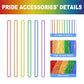 24PCS Pride Necklace Stuff, LGBTQ Beads Pride Accessories, 6 Kinds of Metallic Rainbow Beads Bulk, Gay Lesbian Pride Necklace fo