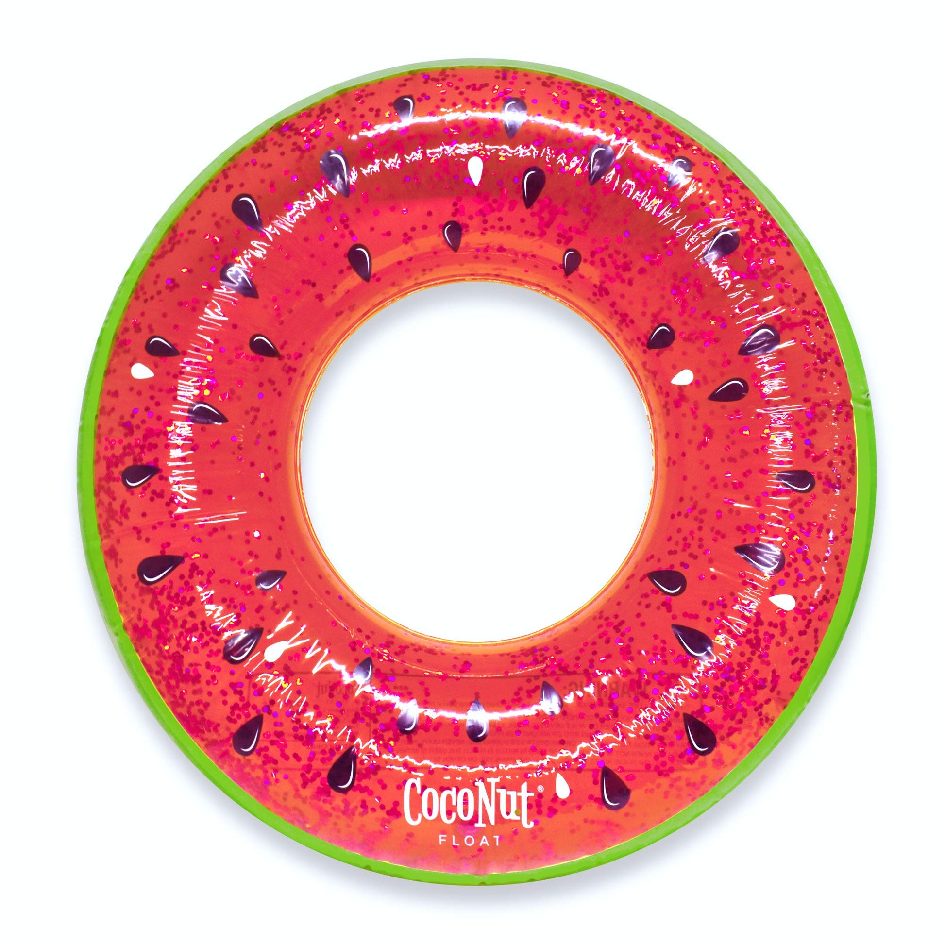 CocoNut Float Juicy Watermelon Glitter Pool Float - Inflatable Ring Float - Durable Long Lasting 3.5 Foot Lounge Tube and Water 